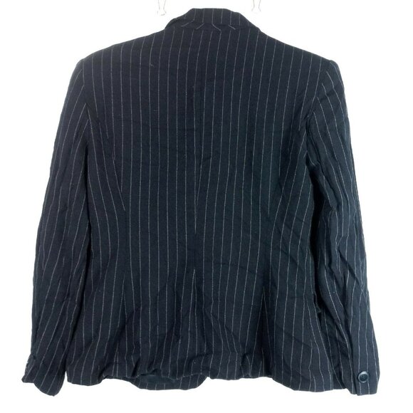 Jones New York Womens Worsted Wool Striped Blazer Jacket Sz 4 Navy Blue Made USA - Picture 2 of 6